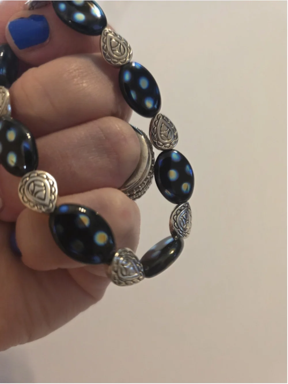 Black Czech Glass Beaded Bracelet